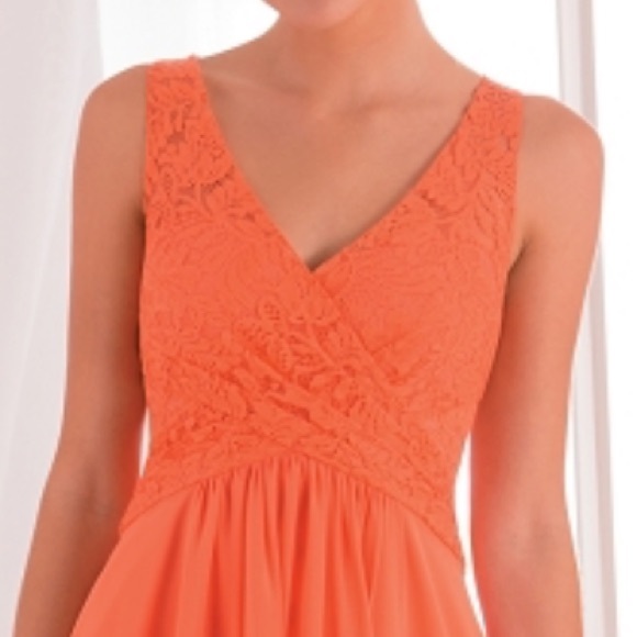 Grapefruit lace and chiffon knee length - Picture 8 of 12